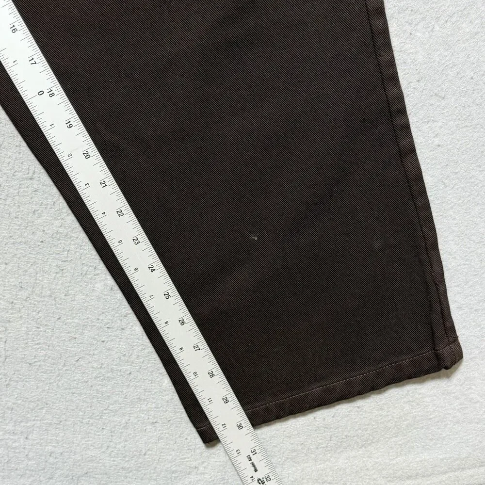 VTG Solo Semore Brown Baggy Embroidered Denim Jeans 34x30 90s USA Y2K Wide Jnco